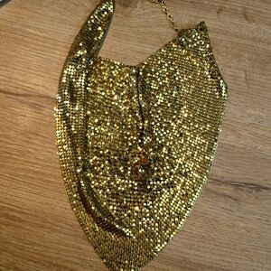 Vintage.Whiting & Davis Gold Mesh Chainmail Chain Mail Neck Tie Scarf Necklace